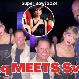 Taylor Swift’s ADORABLE reaction when she MEETS Shaquille O’Neal in Super Bowl...