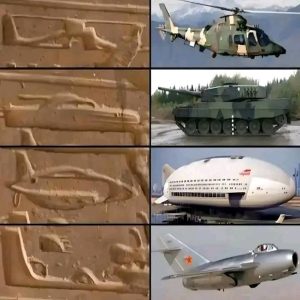 Jeroglíficos del Antiguo Egipto similares a modelos de helicópteros, tanques y aviones del siglo actual esto demuestra que extraterrestres crearon las piramides